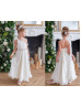 One Shoulder Ivory Chiffon Pleated Flower Girl Dress